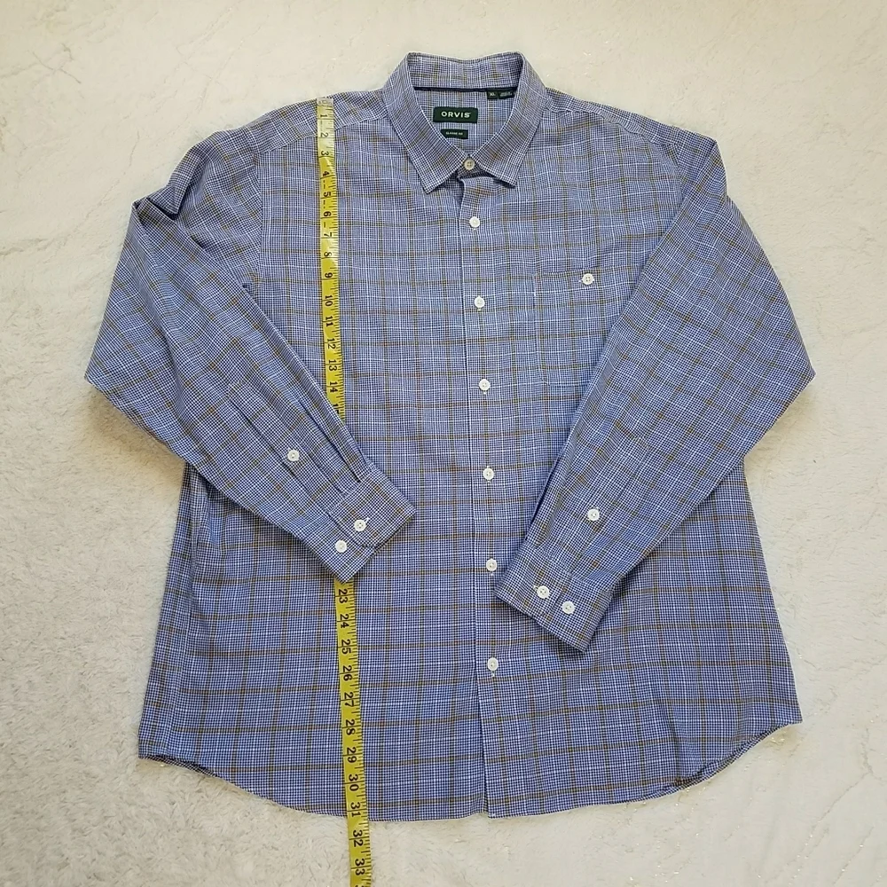 ORVIS Plaid Long Sleeve Men's Button Down Shirt